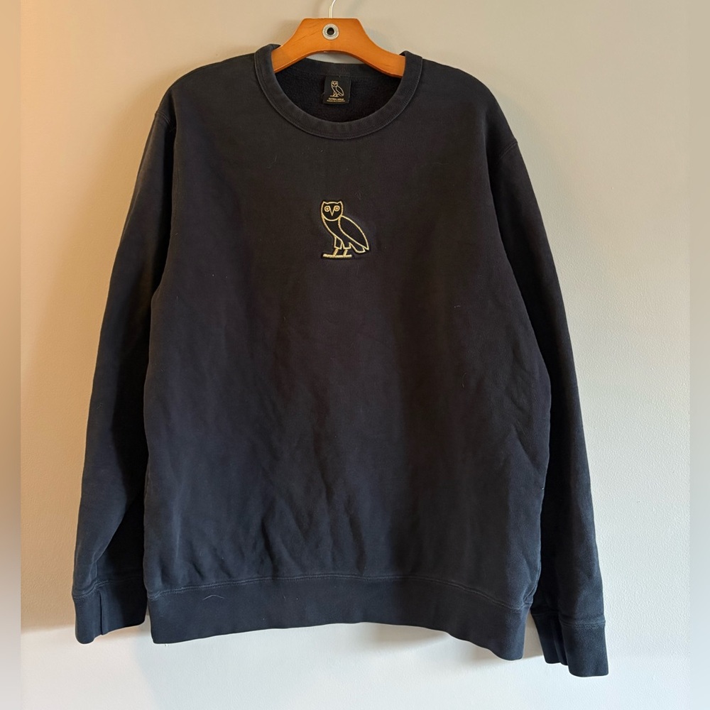 OVO Black Crewneck Sweater with Gold Logo